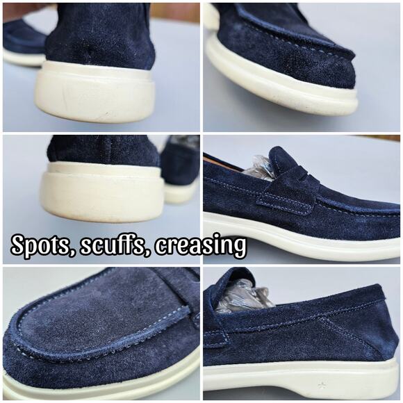 Blue Suede Shoes Leather Loafers Bilt George Brown Foster Penny Loafer Size 8.5 - Picture 8 of 13